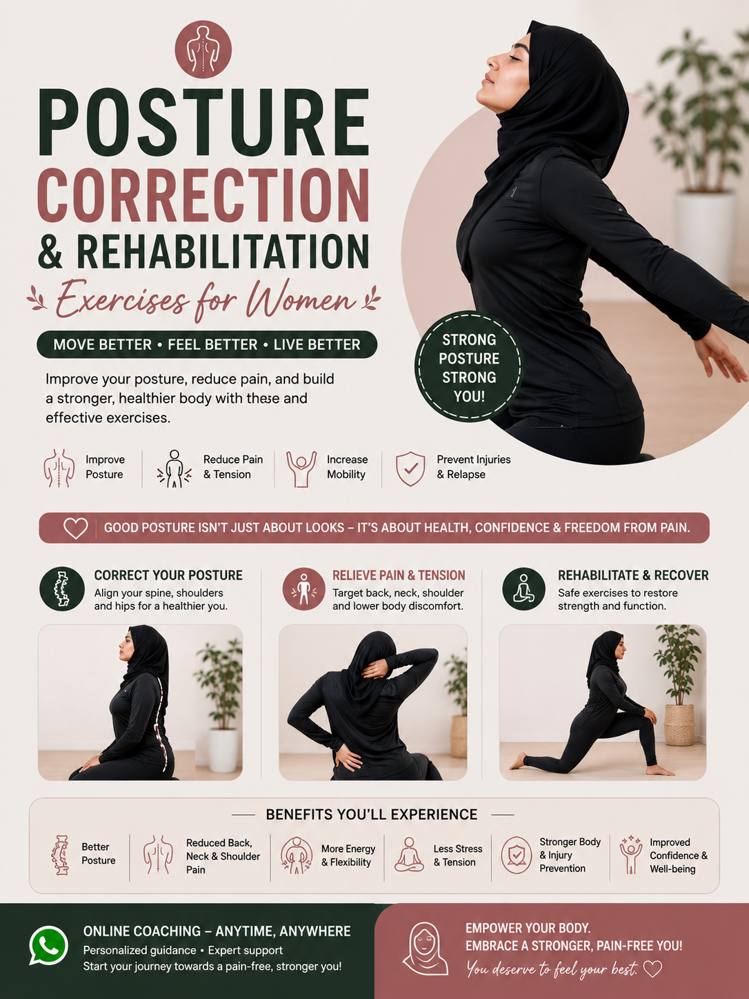 Posture Correction and Rehabilitation Exercises for Women | Fit Vibe Trainer